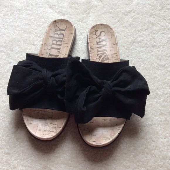 Sam & Libby Shoes - Fabric Bow Slides Size 6.5